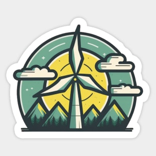 Get Your Eco-Chic On with the Wind Turbine Cartoon Design Sticker